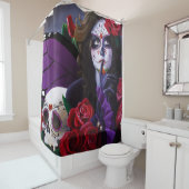 シュガースカルレッドローズパープル シャワーカーテン (インサイチュ)