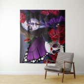 シュガースカルレッドローズパープル タペストリー (インサイチュ)