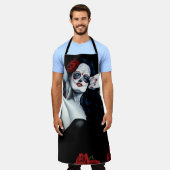 シュガースカルレッドローズブラック エプロン (着用した状態)