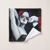 シュガースカルレッドローズブラック バスタオルセット (ウォッシュタオル)