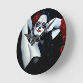 シュガースカルレッドローゼス ラウンド壁時計 (傾斜)