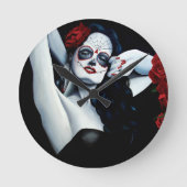 シュガースカルレッドローゼス ラウンド壁時計 (正面)