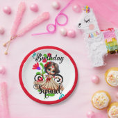 シュガースカル誕生日ガール ペーパープレート (パーティー)