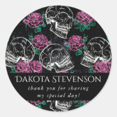 シュガースカル ピンクローズ | ゴシックグリーティング ラウンドシール (正面)