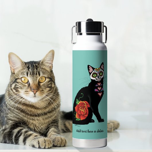 シュガースカル 黒猫 薔薇 ティール ハート ウォーターボトル