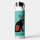 シュガースカル 黒猫 薔薇 ティール ハート ウォーターボトル (正面)