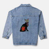 シュガースカル 黒猫 薔薇 ティール ハート デニムジャケット (裏面)