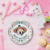 シュガースカルwithソンブレロ誕生日 ペーパープレート (パーティー)