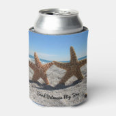 シュガースターフィッシュのビーチパーソナライズされた- 缶クーラー (缶正面)