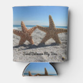 シュガースターフィッシュのビーチパーソナライズされた- 缶クーラー (正面)