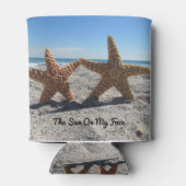 シュガースターフィッシュのビーチパーソナライズされた- 缶クーラー (裏面)