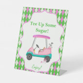 シュガーデザート用ティーアップ赤ちゃんシャワーゴルフカート 台座サイン (正面)