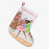 シュガーパーソナライズされたプラム妖精バレエのナツクラッカー ラージクリスマスストッキング (正面 (吊り時))