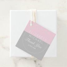 シュガーピンクグレイありがとう結婚式の引き出物ラベル