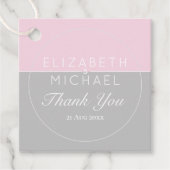 シュガーピンクグレイありがとう結婚式の引き出物ラベル フェイバータグ (正面)