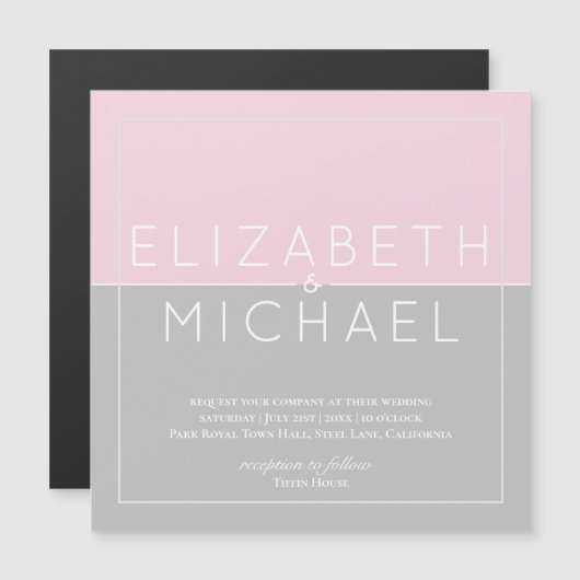 シュガーピンクグレーウェディング セーブザデート マグネット (正面/裏面)