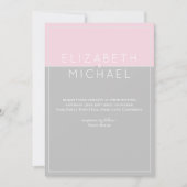 シュガーピンクグレーモダン結婚式招待状 招待状 (正面)