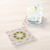 シュガーピンク春グリーンスタードーパミンデコールアート ガラスコースター (アングル)