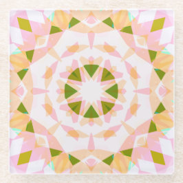 シュガーピンク春グリーンスタードーパミンデコールアート ガラスコースター