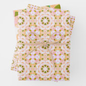 シュガーピンク春グリーンスターベビーガールズ誕生日 ラッピングペーパーシート (インサイチュ)