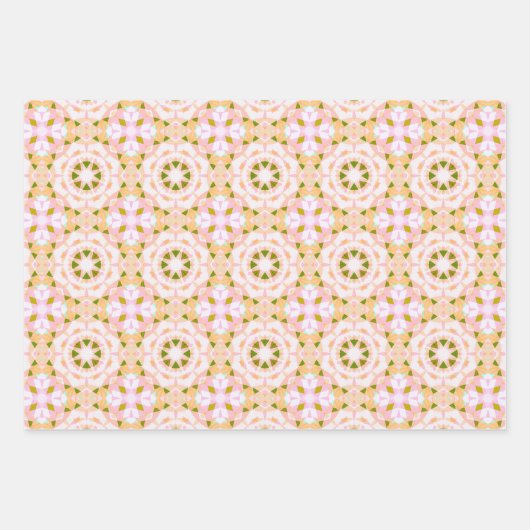 シュガーピンク春グリーンスターベビーガールズ誕生日 ラッピングペーパーシート (正面)