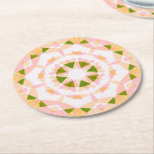 シュガーピンク スプリング グリーン スター ドーパミン デコ アート ラウンドペーパーコースター (アングル)
