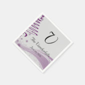 シュガープラムと紫のナプキンのスノーフレーク スタンダードカクテルナプキン (角)