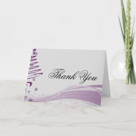 シュガープラムツリーとパープルの雪の結晶 サンキューカード
