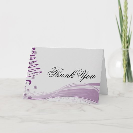 シュガープラムツリーとパープルの雪の結晶 サンキューカード (正面)