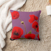 シュガープラムピンク赤ポピー花フローラ紫 クッション (ブランケット)