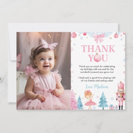 シュガープラムフェアリー クリスマス バースデー フォト サンクス サンキューカード (正面)
