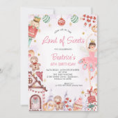 シュガープラムフェアリー 甘いお菓子の国 誕生日 招待状 (正面)