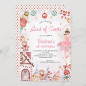 シュガープラムフェアリー 甘いお菓子の国 誕生日 招待状 (正面/裏面)