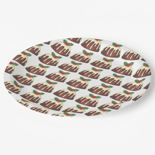 シュガープラムプリンのクリスマスディナーブリティッシュフード ペーパープレート (アングル)