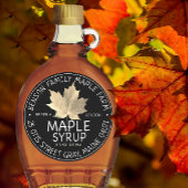 シュガーメープルリーフ付きブラックメープルシロップのラベル ラウンドシール