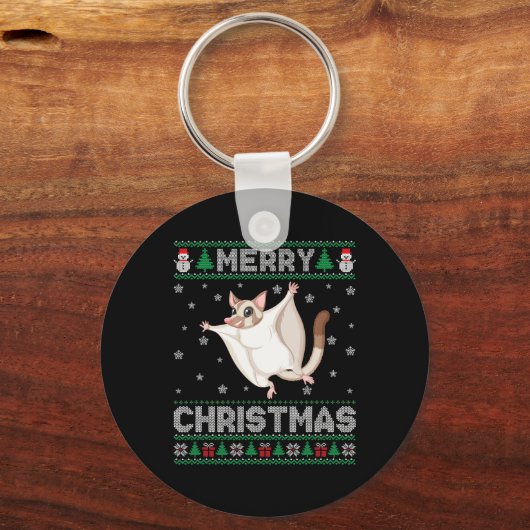 シュガー・グライダー動物男性女性醜いクリスマス キーホルダー (正面)