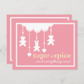 シュガー&スパイスガールベビーシャワーポストカード インビテーションポストカード (正面/裏面)