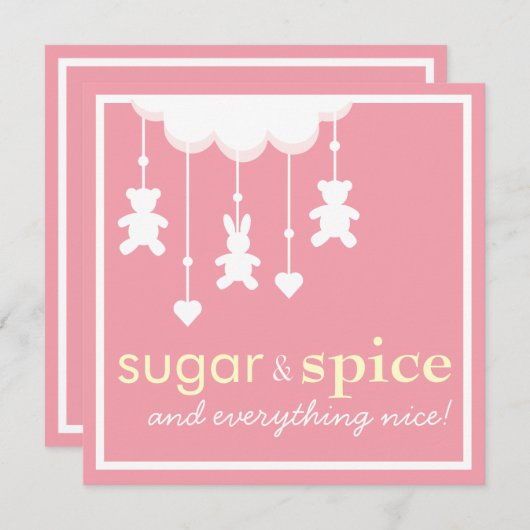 シュガー&スパイスガールベビーシャワー招待状 招待状 (正面/裏面)