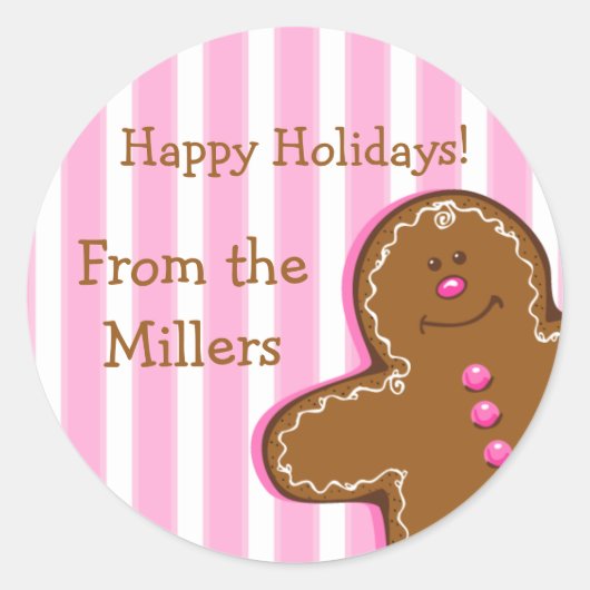 シュガー&スパイスジンジャーブレッドカスタムラベルギフトのシール ラウンドシール (正面)