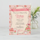 シュガー&スパイスタティーパーティー(ピンクフローラ) 招待状 (スタンド正面)