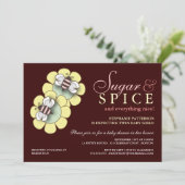 シュガー&スパイスツインガールベビーシャワー招待状 招待状 (スタンド正面)