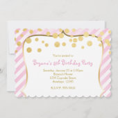 シュガー&スパイスピンク金ゴールド誕生日パーティーへの招待 招待状 (裏面)