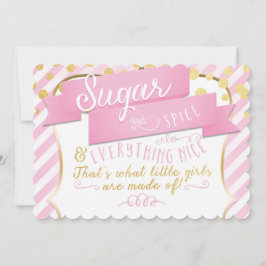シュガー&スパイスピンク金ゴールド誕生日パーティーへの招待 招待状