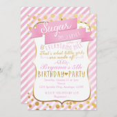 シュガー&スパイスピンク金ゴールド誕生日パーティーへの招待 招待状 (正面/裏面)