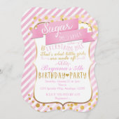 シュガー&スパイスピンク金ゴールド誕生日パーティーへの招待 招待状 (正面/裏面)
