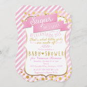 シュガー&スパイスピンク&金ゴールドベビーシャワー招待状 招待状 (正面/裏面)