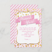 シュガー&スパイスピンク&金ゴールド誕生日サンキューカード サンキューカード (正面/裏面)