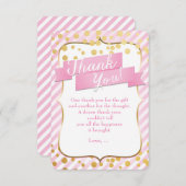 シュガー&スパイスピンク&金ゴールド誕生日サンキューカード サンキューカード (正面/裏面)