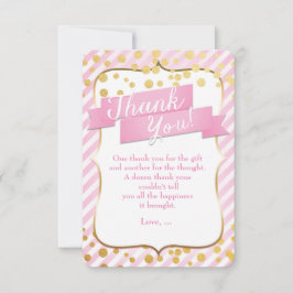 シュガー&スパイスピンク&金ゴールド誕生日サンキューカード サンキューカード