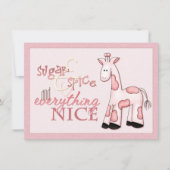 シュガー&スパイスベビーガールピンクシャワー招待状 招待状 (正面)